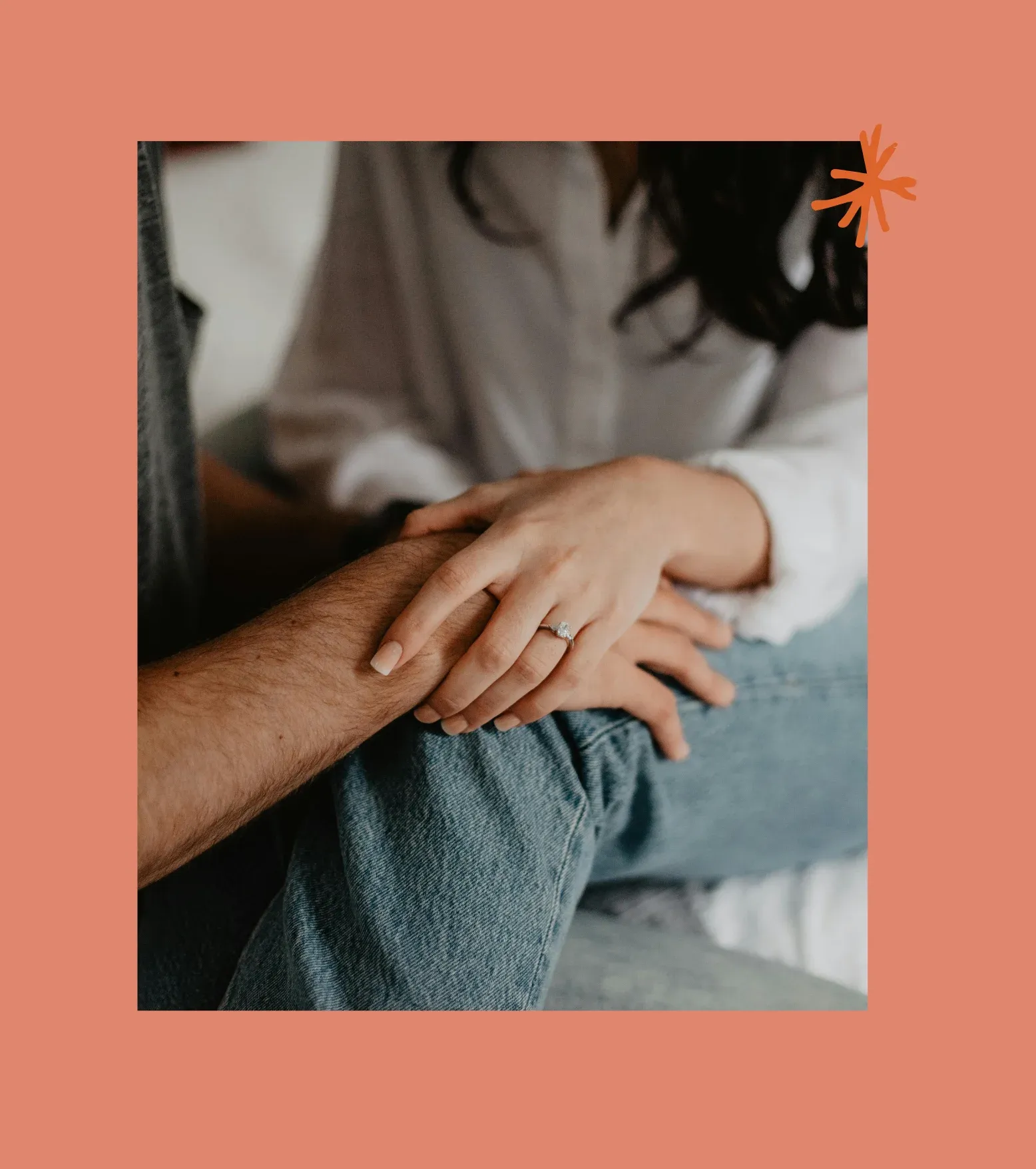 Couple holding hands in a compassionate way during their therapy session