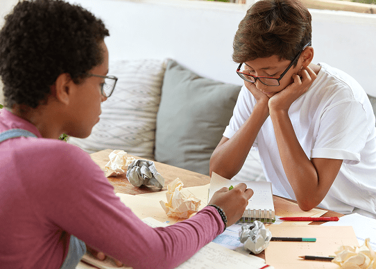 back-view-experienced-afro-woman-explains-school-education-content-male-hipster