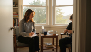 Therapist and client in counseling session