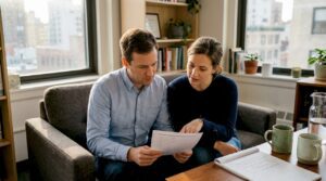 Couple talking in therapist’s office