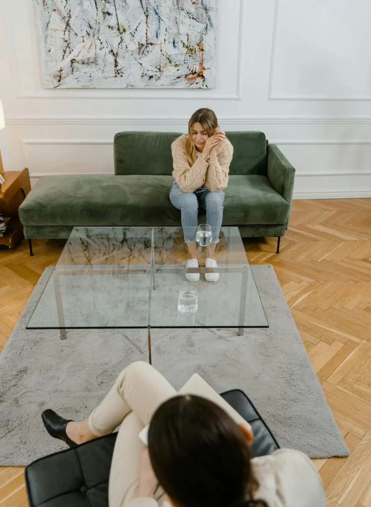 Woman in an active therapy session