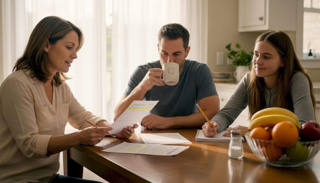 California family reviews anxiety checklist together