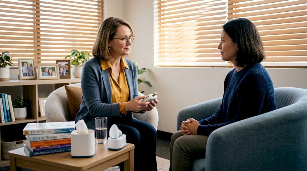 Therapist and client during EMDR session
