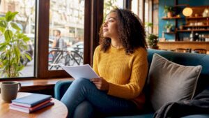Woman preparing mentally for therapy session