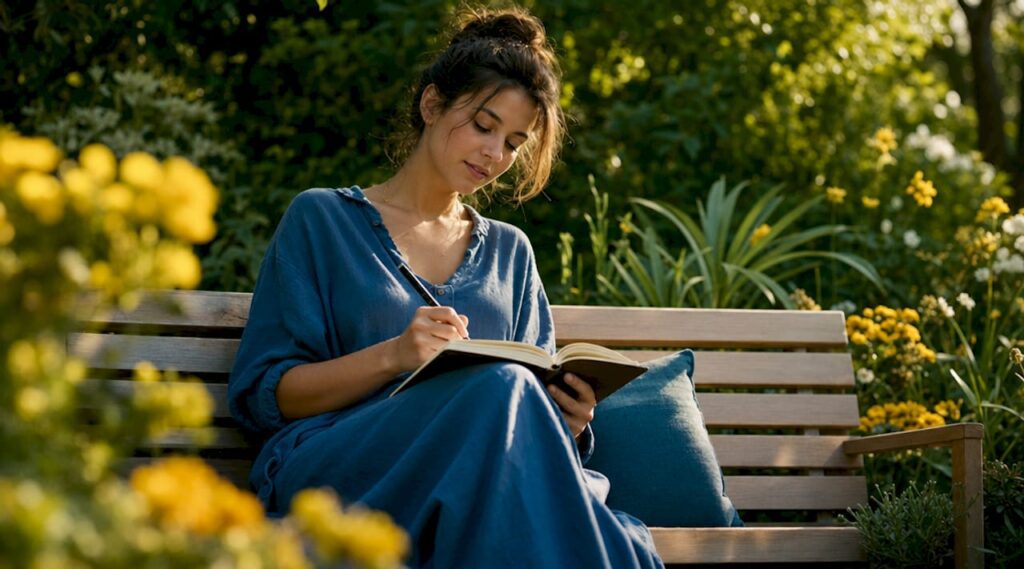 Person journaling calmly before EMDR session