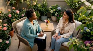 Therapist and client in trauma therapy session