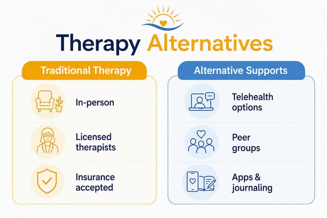 Infographic showing therapy alternative categories