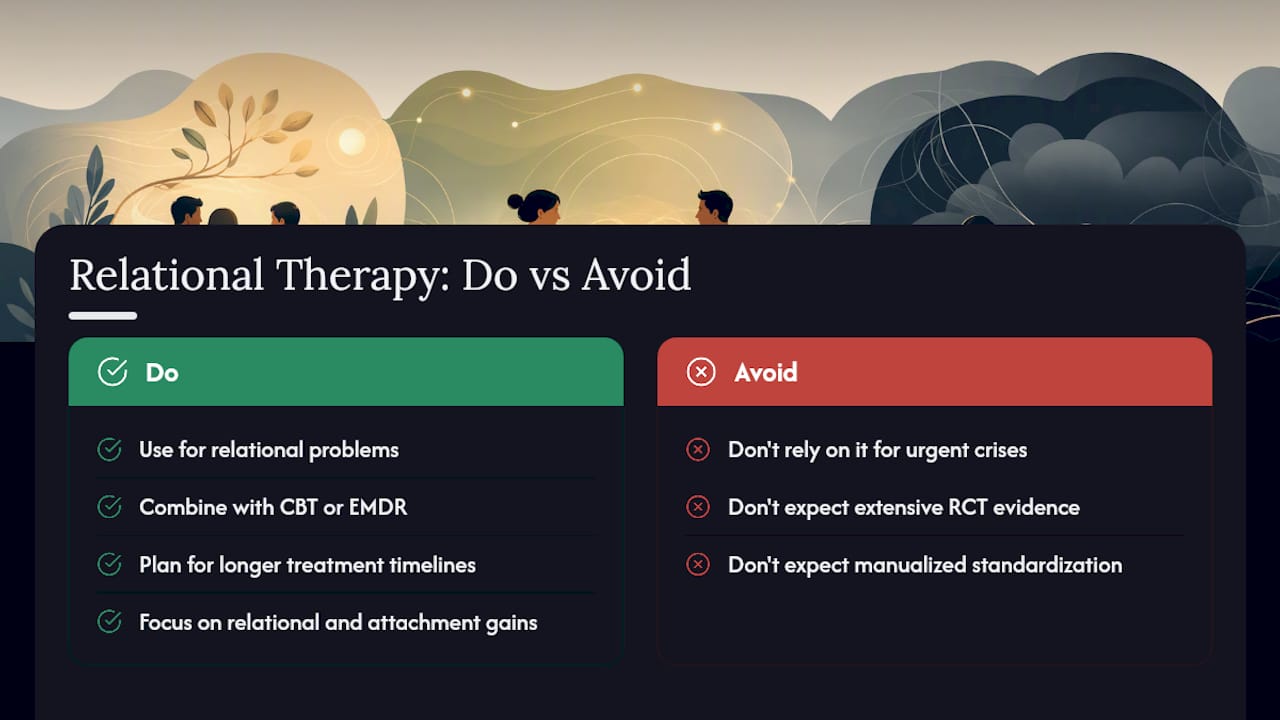 Does Relational Therapy Actually Work? Evidence and Limits — overview diagram