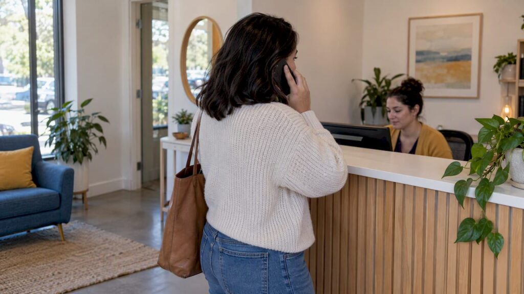 Adult calling a local therapy practice